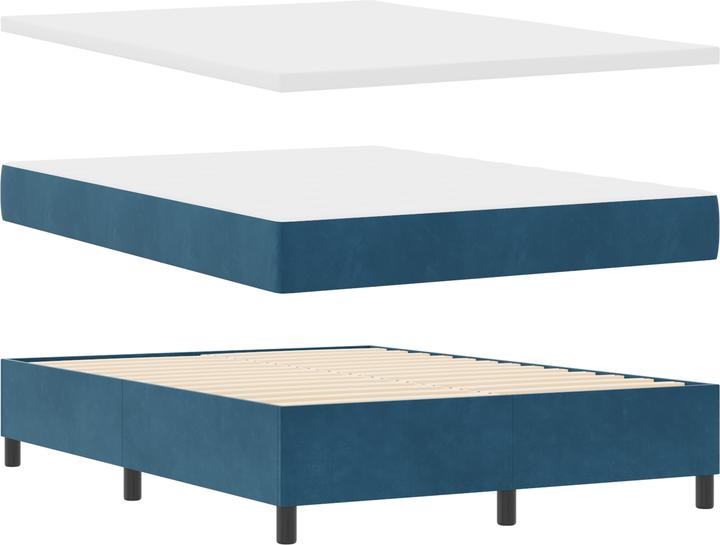 Produktbild VidaXL Boxspringbett mit Matratze Dunkelblau 160x200 cm Velours (160 x 200 cm, Federkern)