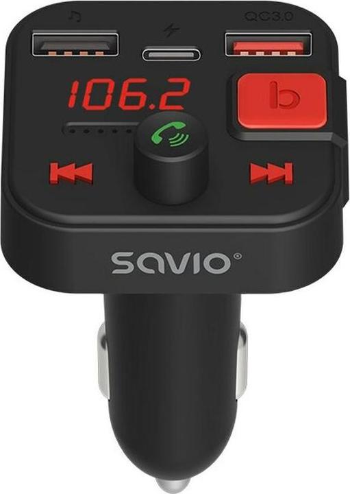Produktbild Savio FM Sender Bluetooth 5.3 QC 3.0 Ladegerät LED Display Bass Boost TR-15 schw