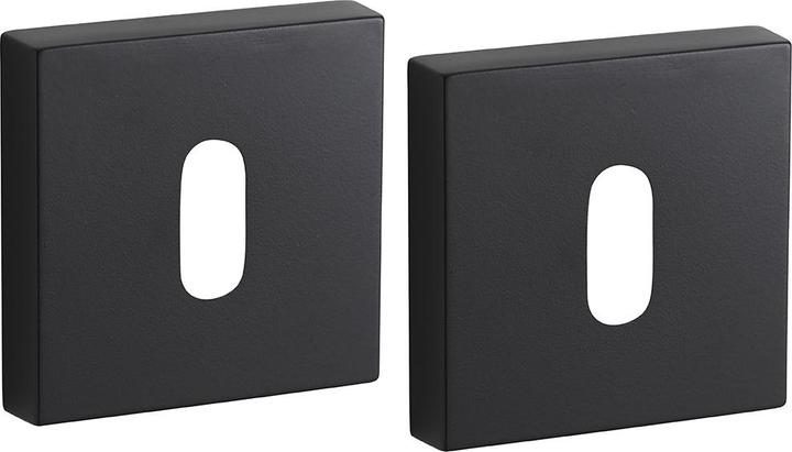 Thirard Coppia di rosoni quadrati 50x50 con buco della serratura nero opaco (Set di porte)