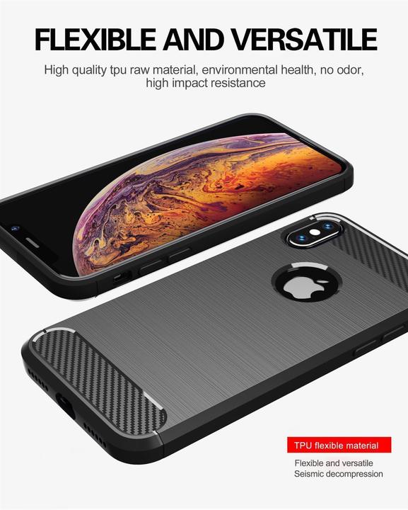 Produktbild Cadorabo TPU Ultra Slim carbon edelstahl Kombi Cover (Apple iPhone X)