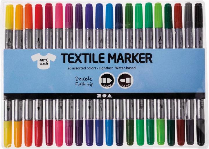 Creativ Company Set di pennarelli tessili multicolore (Multicolore, 2.30 mm, 20 x)