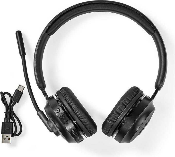Immagine prodotto Nedis Cuffia per PC | On Ear | Stereo | Bluetooth | Microfono pieghevole | Nero (Senza fili, USB-C)