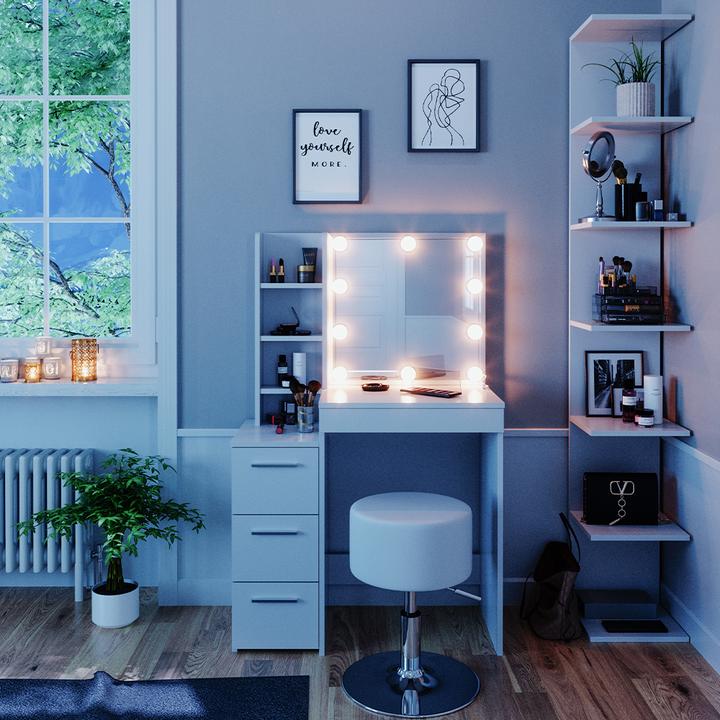 Actual product image Vicco Meryl with stool and lighting (80 x 40 x 127 cm)