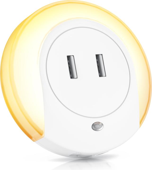 Produktbild Bearware LED Nachtlicht mit USB Ladefunktion warmweiss, Nachtlampe mit Helligkeits & Dämmerungssensor