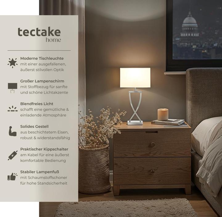 Actual product image tectake Table lamp Avina, modern design, 60W (E27)