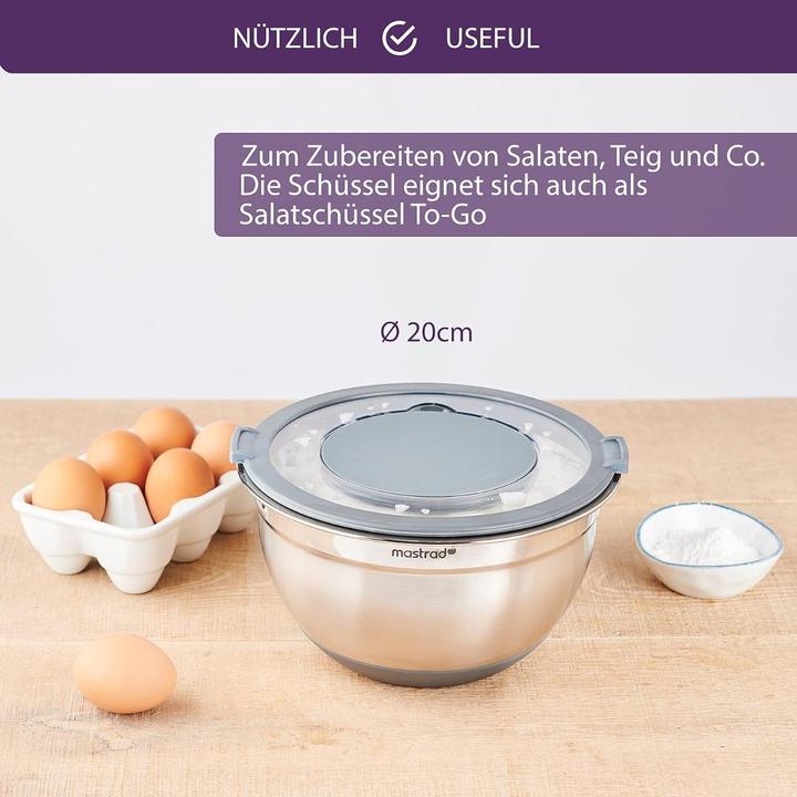 Produktbild Mastrad Rührschüssel mit Spritzschutzdeckel (20 cm, 3 l, 1 x)
