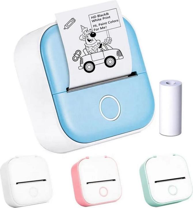 Productafbeelding Phomemo Draagbare mini imprimante Bluetooth voor telefoon T02 + 1 thermische kabel (Zwart-wit)