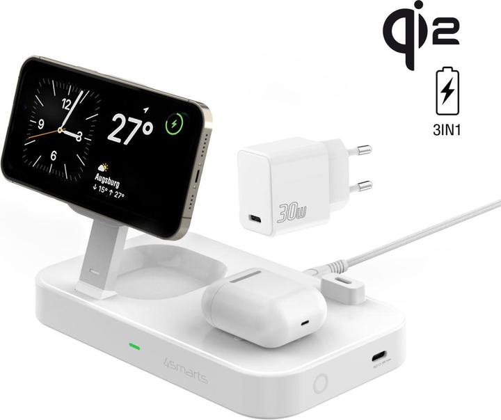 Productafbeelding 4smarts Qi2 laadstation Trident wit (25 W)