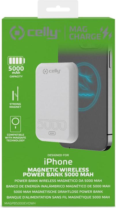 Produktbild Celly Power Bank Competible Magcharge 5a White Magpb5000evowh (5000 mAh, 15 W)
