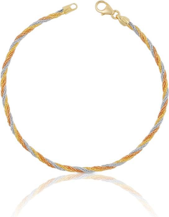 Muau Bracelet Cordel Tricolor 750/18K, 19cm (19 cm, 750, 18k Gold)