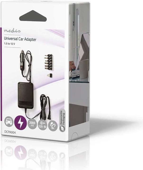 Immagine prodotto Nedis Adattatori di corrente DC universali - Adattatore per auto - 24 W - 12-24 V - Plastica - Nero