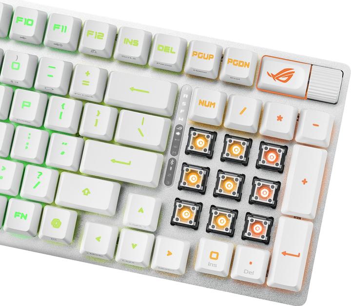Image du produit ASUS Tastatur ROG Strix Scope II 96 RX Wireless WHT (DE, Sans fil, Filaire)