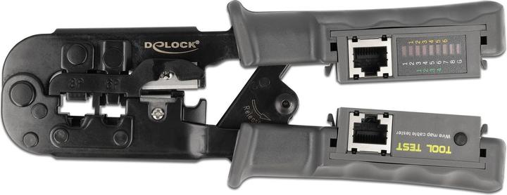 Delock Krimptang met stripper en netwerktester voor 8P (RJ45), 6P (RJ12/11) of 4P (RJ10) stekkers (190 mm)