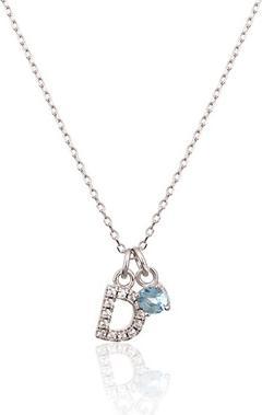 JVD Decent Silver D Blue Zircon Necklace