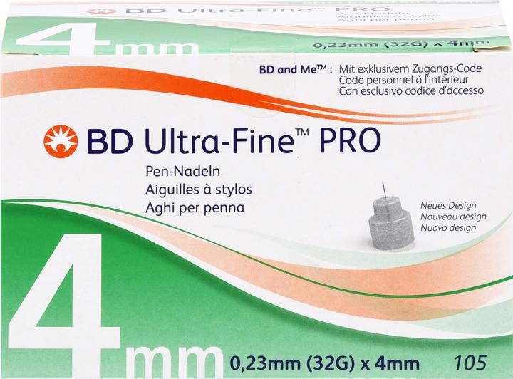 BD ULTRA-FINE PRO Pen-Nadeln 0,23 mm (32G) x 4 mm, 105 St. Kanülen (Pen Nadeln + Einmalkanülen)