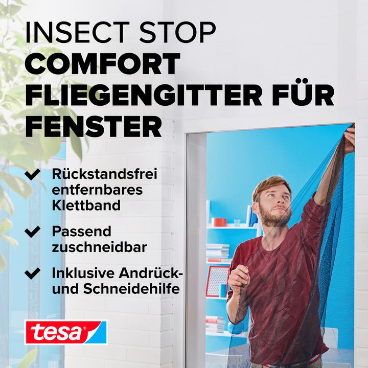 Actual product image tesa Insect screen COMFORT for windows, with Velcro tape, self-adhesive, without drilling (170 x 180 cm)