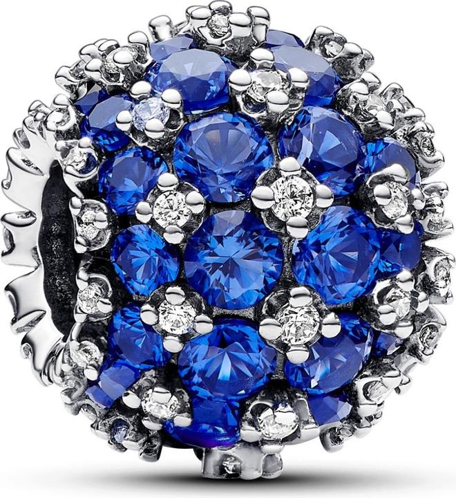 Pandora Funkelndes Rundes Pavé Charm Blau (Silber 925)