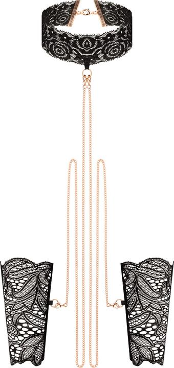 Produktbild Rosy Gold Spitzenmanschetten und Halsband Schwarz