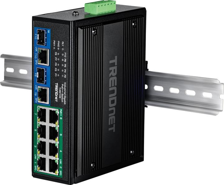 Actual product image Trendnet 10-Port Industrial Gigabit PoE++ DIN-Rail Swit (10 Ports)