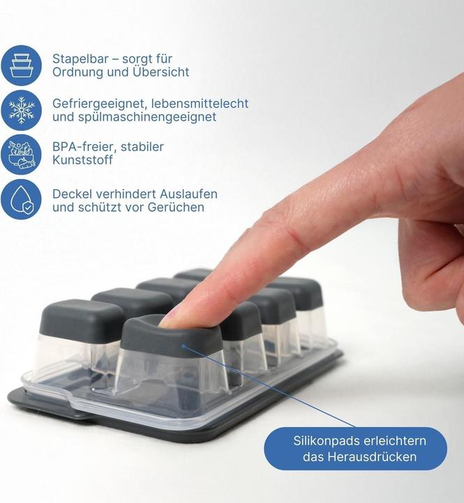 Produktbild B-Home 3er-Set Eiswürfelbehälter mit Deckel Eiswürfelformen Eiswürfelschalen