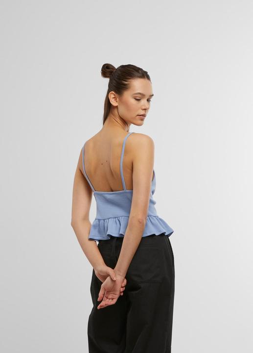 Produktbild Urban Classics Ladies Waffle Pique Ruffle Top - 137877 (M)
