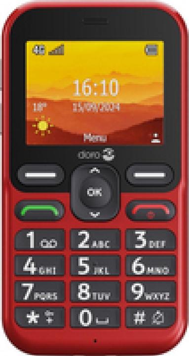 Actual product image Doro Leva L10, Bar, Single SIM, 6.1 cm (2.4"), 2 MP, 1150 mAh, Red (2.40", 2 Mpx, 4G)