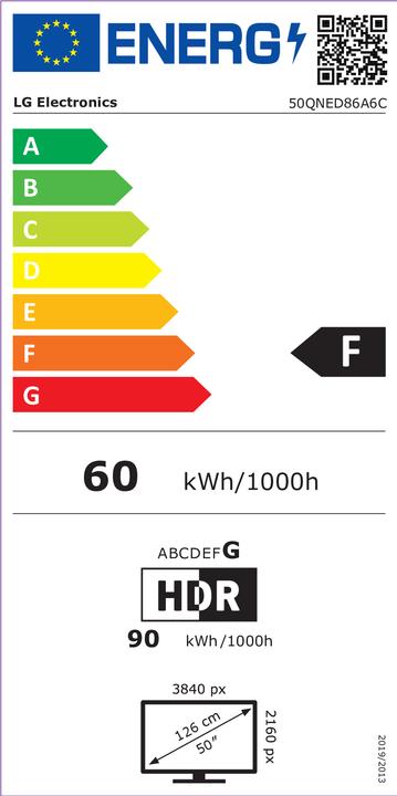 Energy Label LG 50QNED86A6C (50", QNED86, QNED, 4K, 2025)