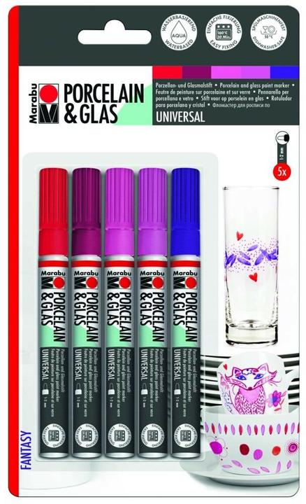Image du produit Marabu Crayon de peinture pour porcelaine et verre (Violet, Rouge, Pourpre, Rose, Lila, 5 x)