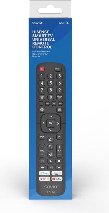 Produktbild Savio RC-14 Universal-Fernbedienung/Ersatz für HISENSE SMART TV (Universal Fernbedienung, Infrarot)