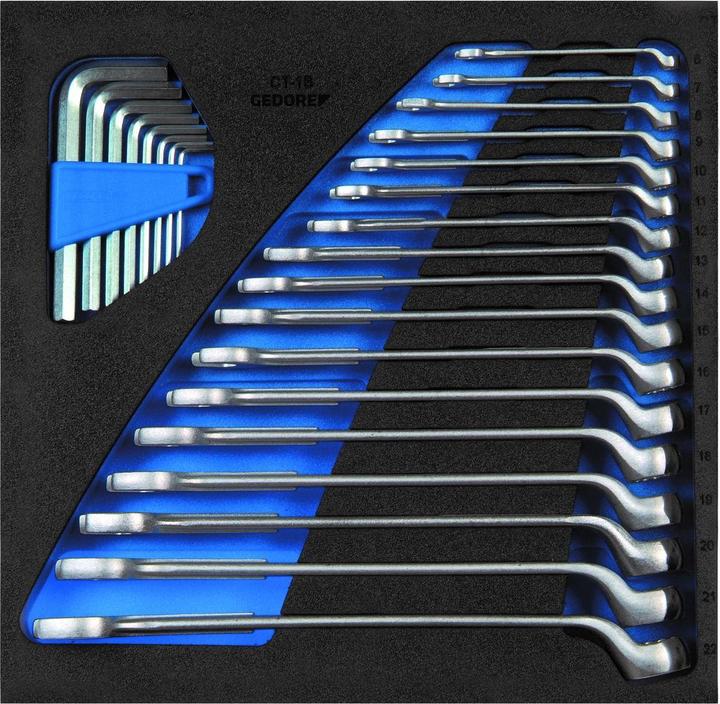 Actual product image Gedore 1500 CT2-1 B Combination spanner set in check tool module (65 mm, 48 mm, 75 mm, 85 mm, 46 mm, 80 mm, 71 mm, 50 mm, 44 mm, 88 mm, 52 mm, 77 mm, 43 mm, 54 mm, 60 mm, 62 mm, 68 mm, 76 mm, 47 mm, 66 mm, 78 mm, 82 mm, 55 mm, 67 mm, 70 mm, 58 mm, 42 mm, 63 mm, 49 mm, 56 mm, 45 mm, 74 mm, 57 mm)