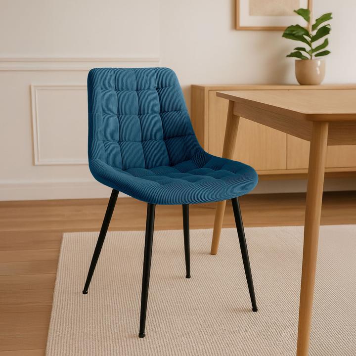 Image du produit CLP Chaise de salle à manger Sardna revêtement velours côtelé rembourré avec dossier
