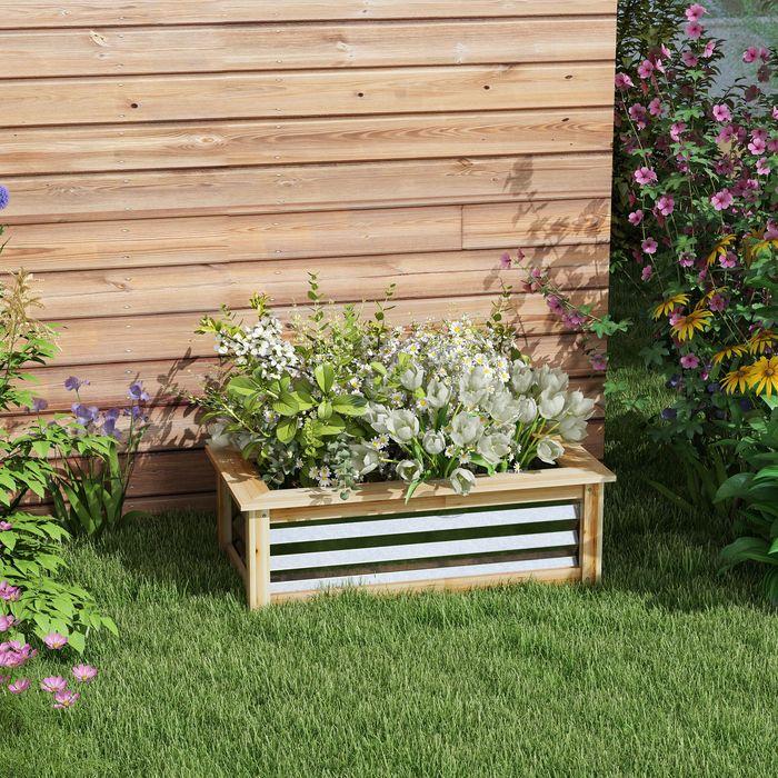 Produktbild Swisshandel24 Hochbeet aus Metall, Blumenkasten Pflanzkasten mit Holzrahmen, Gemüsebeet, Kräuterbeet für Garten, B