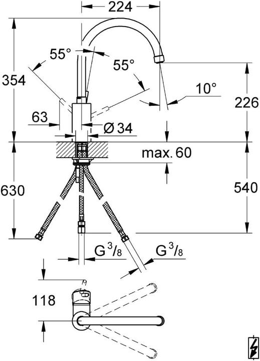 Produktbild Grohe Einhand-Spültischbatterie CONCETTO 1/2Zoll, hoher Auslauf, Niederdruck chro