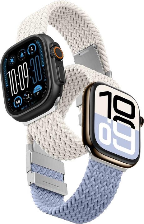 Image du produit Amazingthing 2er-Set Blend Band für Apple Watch 45/46/49 mm – Space Blue/Stellar (Acier inoxydable, Nylon)