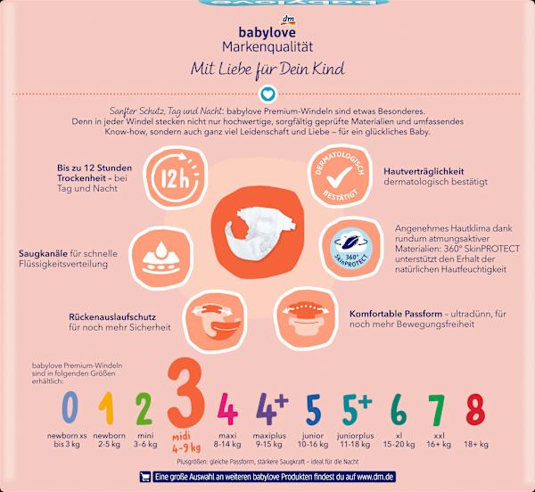 Produktbild dm babylove Premium (Gr. 3, Monatsbox, 92 Stück)