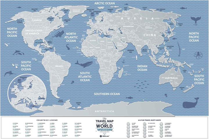 Image du produit Nenurodyta Carte de dessin Carte de voyage du monde Week-end (60 cm)