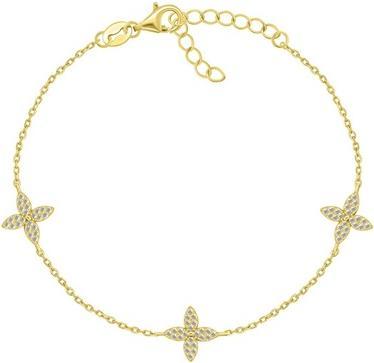 Brilio Silver - Delicate gold-plated bracelet Flowers with zircons BRC180Y