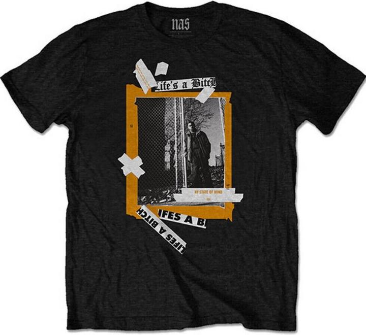 Nas Unisex Adult Life's A Bitch Back Print Cotton T-Shirt