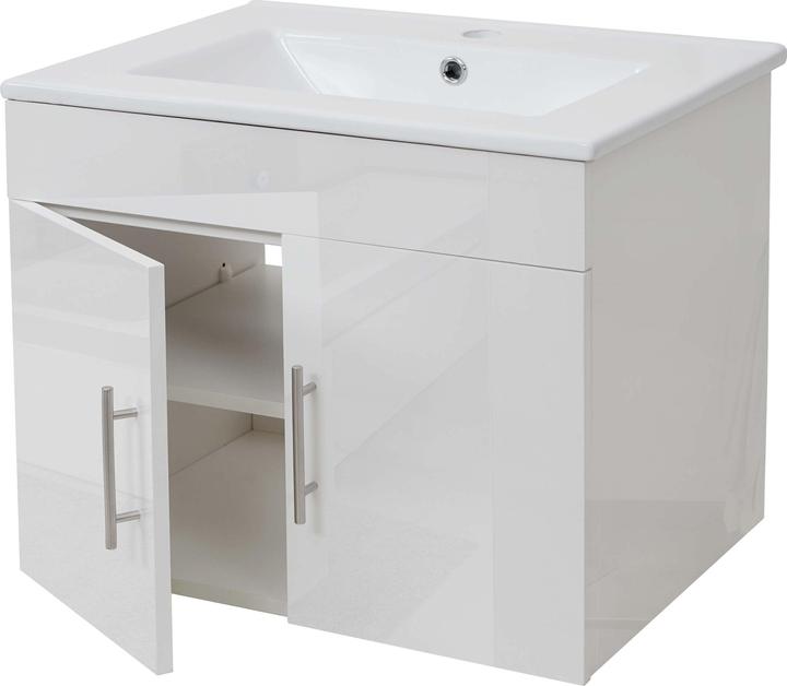 Mendler Lavabo + mobiletto, lavabo, lucido 60cm - bianco (61 x 48 x 50 cm)