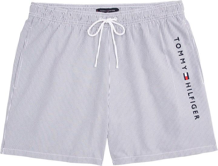 Tommy Hilfiger Medium lange Heren Zwembroek met Streep - White - Maat XL (XL)