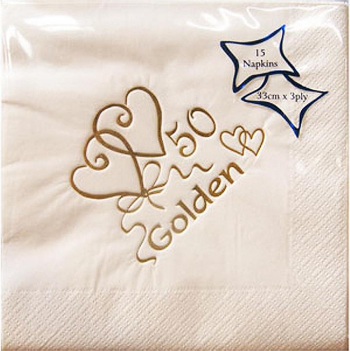Produktbild NPK Papierservietten mit Aufdruck 50 Golden 15 Stück (33 x 33 cm)