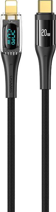 Actual product image Usams Charging Cable Type-C to Lightning - Black (1 m, USB 3.0, 20 W)