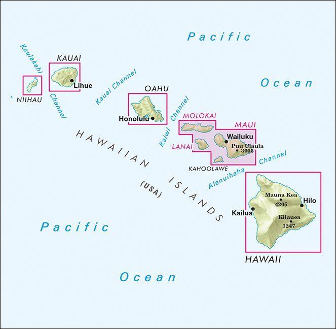 Image du produit Carte de Hawaii : Maui, Molokai, Lanai 150000