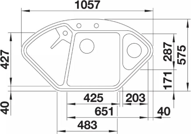 Actual product image Blanco Delta II (Top-mounted sink, 55.10 cm, 57.50 cm)