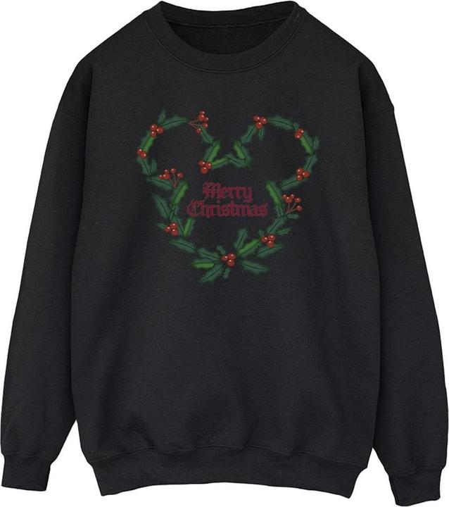 Disney Mickey Mouse Merry Christmas Holly Sweatshirt (L)
