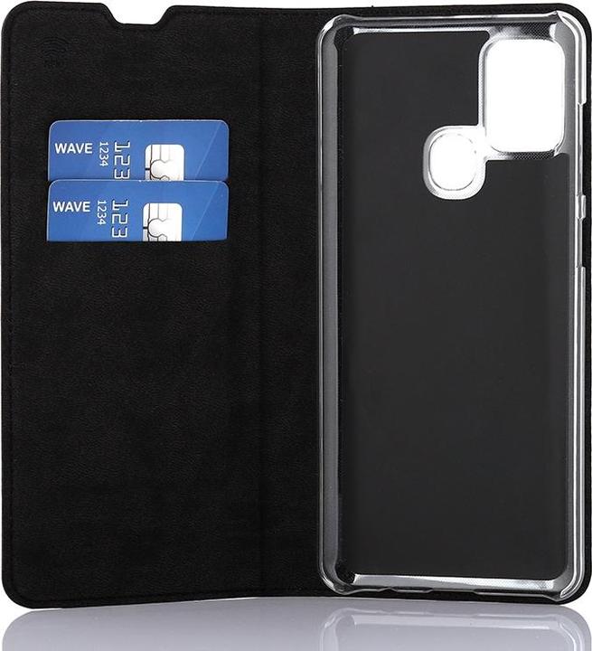 Actual product image Wave BookCase -suojakotelo, Samsung Galaxy A21s, musta (Samsung Galaxy A21s)