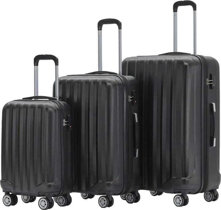 Beibye Reisekoffer Trolley Schwarz Set (115 l, M (50 - 90l), L (90 - 115l), XL (ab 115l))
