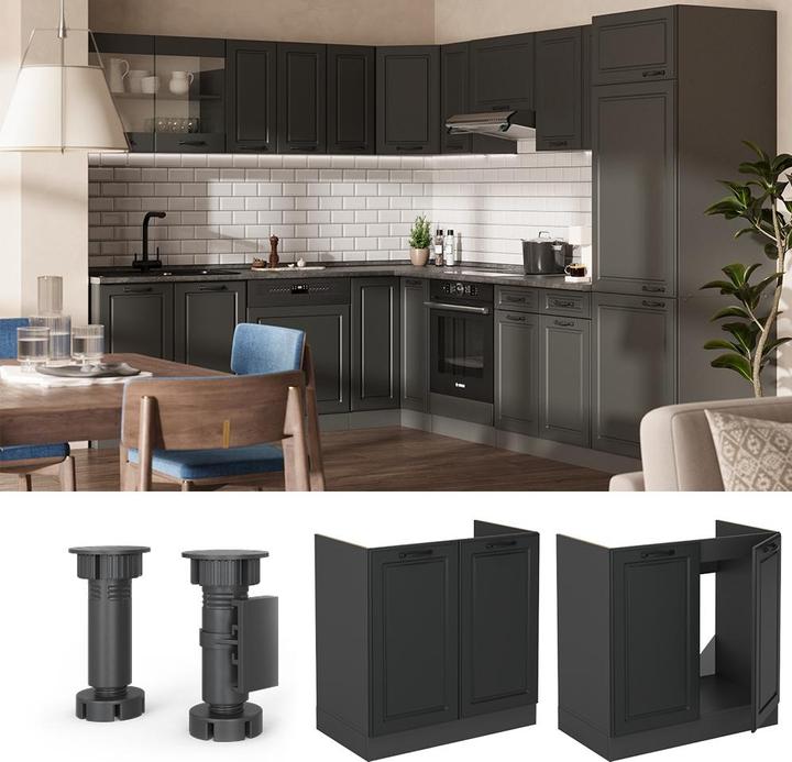 Produktbild Vicco Spülenunterschrank R-Line, Anthrazit Landhaus/Anthrazit, 80 cm ohne Arbeitsplatte