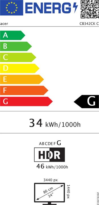 Energie-Label Acer CB342CKC (3440 x 1440 Pixel, 34")