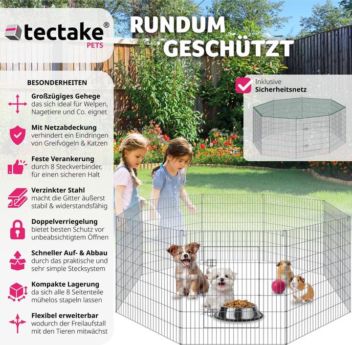 Produktbild tectake FreilaufgehegemitSicherheitsnetz,Stecksystem,Ø204cm